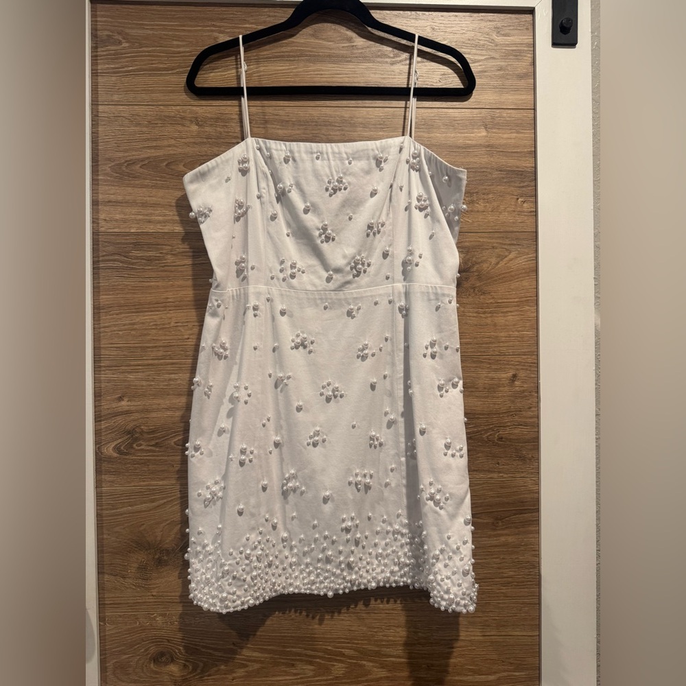 BHLDN Straight-Neck Pearl Mini Dress | Perfect Bridal Reception Dress
